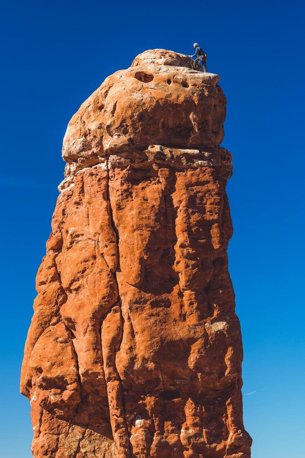 Owl Rock is a classic climb in the Garden of Eden at Arches National Park, Utah.