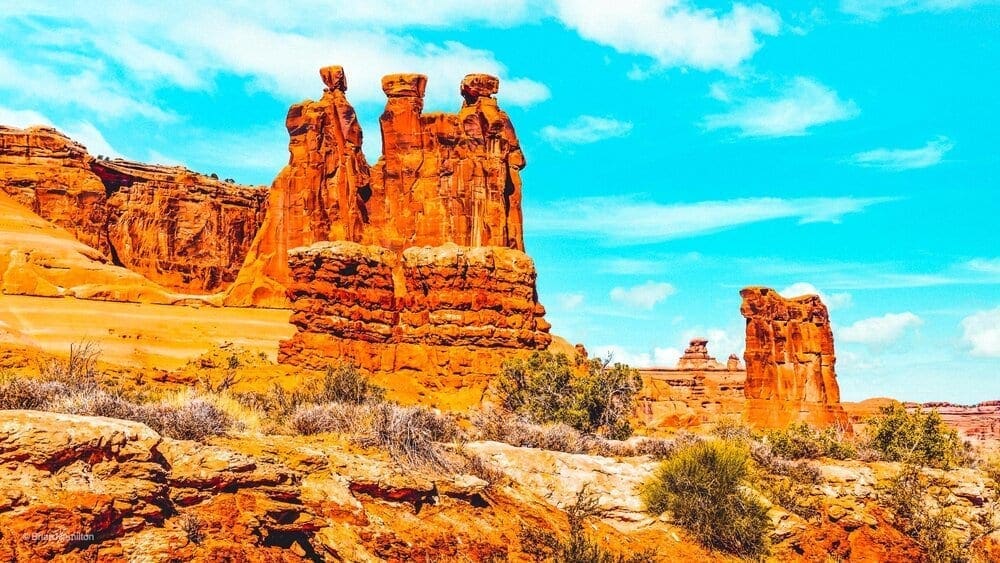 The Three Gossips, a Sandstone Formation in Arches National Park