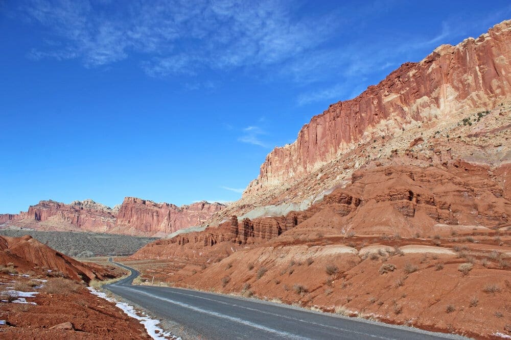 The main scenic drive on Highway 24 is a great way to see the Capitol Reef National Park, Utah