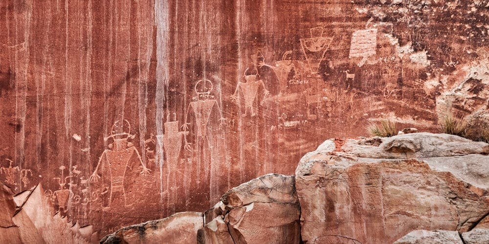 Prehistoric petroglyphs are a major draw in Capitol Reef National Park, Utah.
