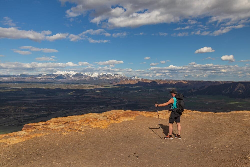 Hiker at Point Lookout in Mesa Verde National Park, Colorado